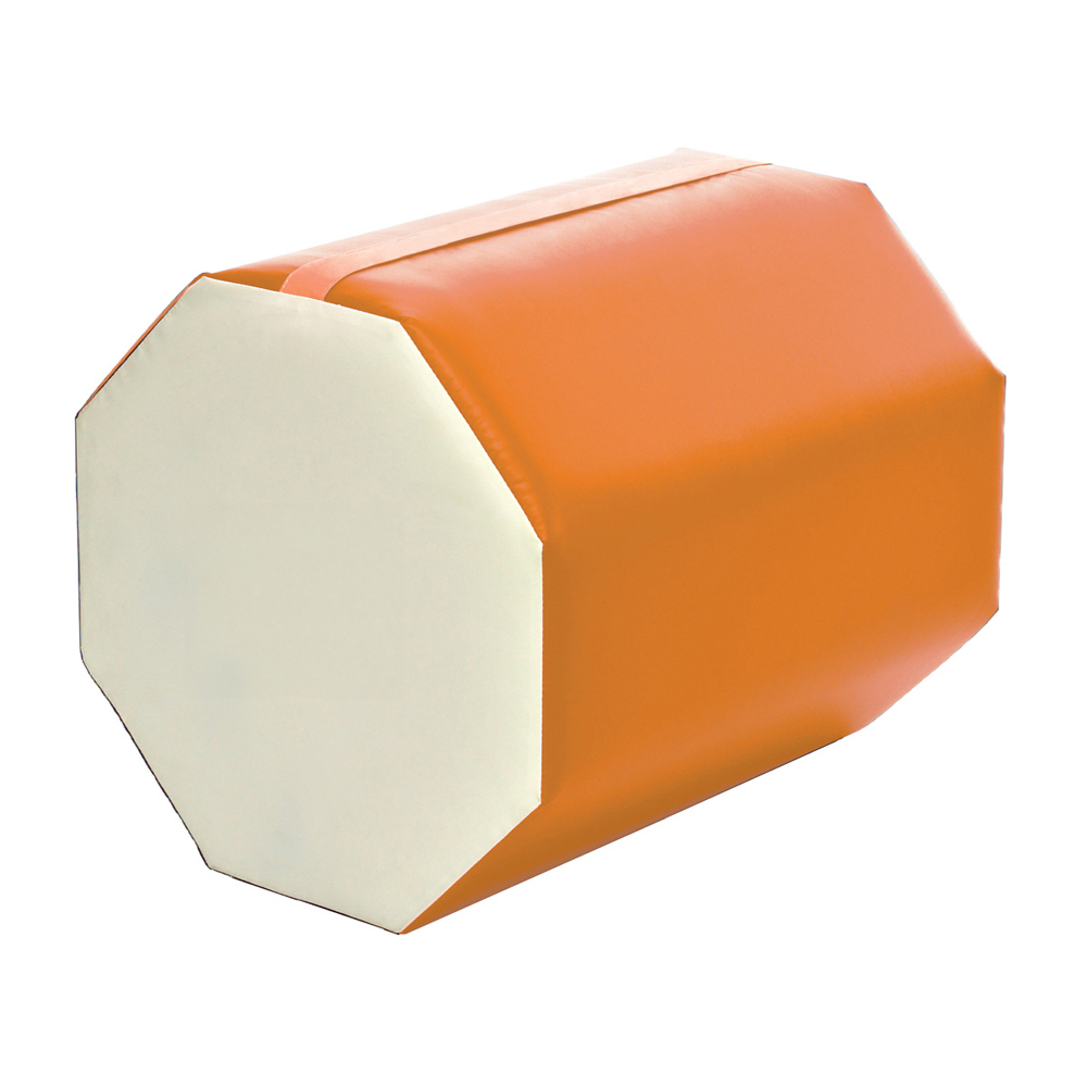 white and orange octagon mat