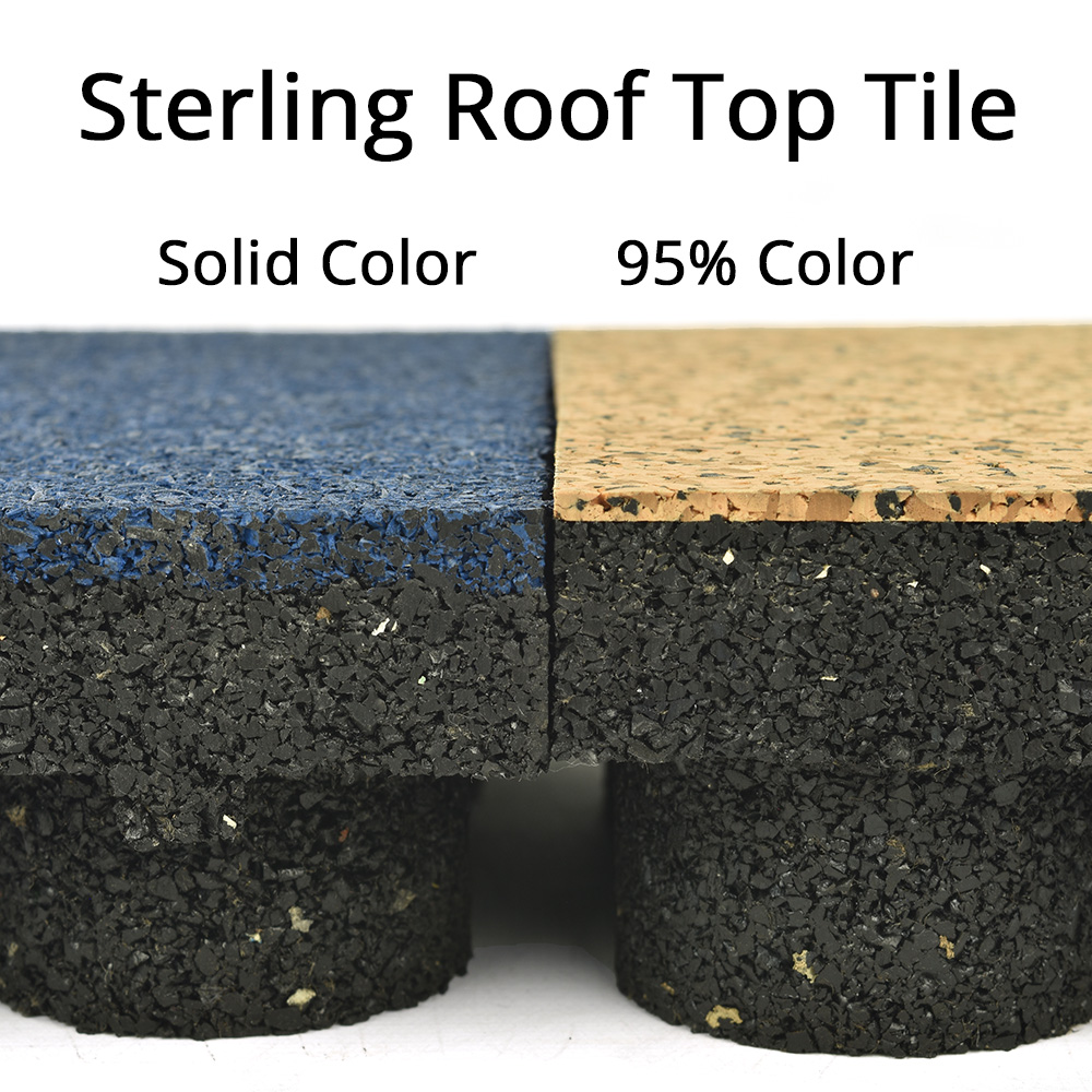 Sterling roof top tile comparing solid color to premium color