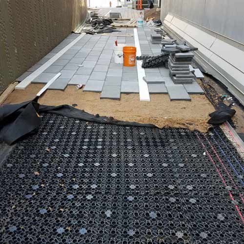Roof Open Drainage Tile costruction site.