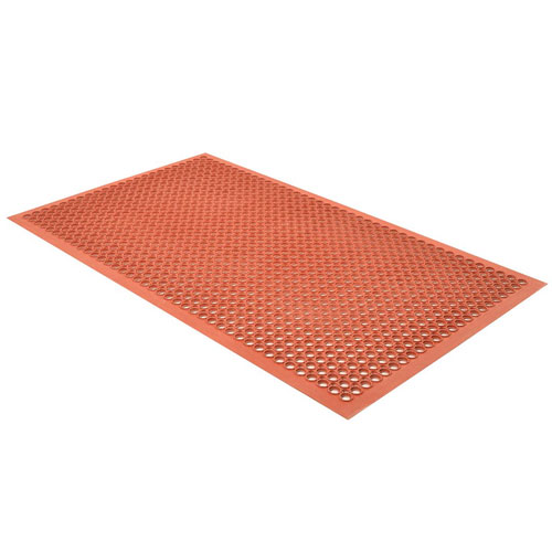 Beveled Drain Step Anti-Fatigue Mat 3X5 ft Red full ang right.