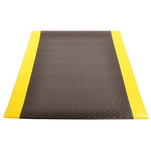 Bubble Sof-Tred with Dyna Shield Anti-Fatigue Mat 3x5 ft full tile black and yellow.