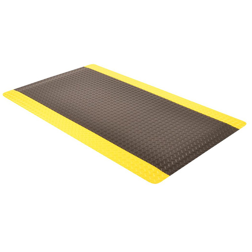 Ergo Trax Grande Anti-Fatigue Mat 2x75 ft black yellow full ang.