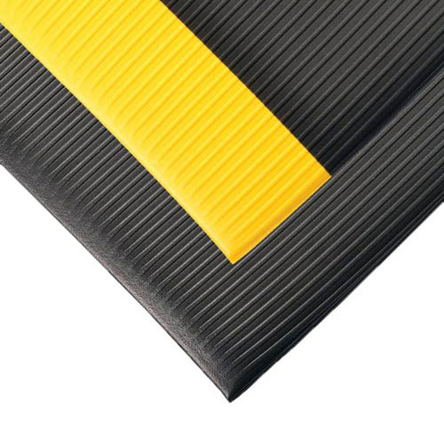 Razorback Anti-Fatigue Mat With Dyna-Shield 4x60 ft yellow black corner.