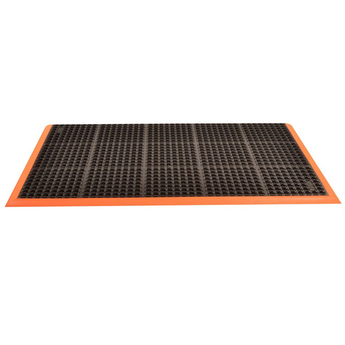 Safety Stance 4-Side Anti-Fatigue Mat 40x124 inch full tile black orange.