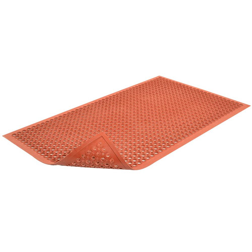 SaniTop Anti-Fatigue Mat 3X20 ft Red full ang left curl.