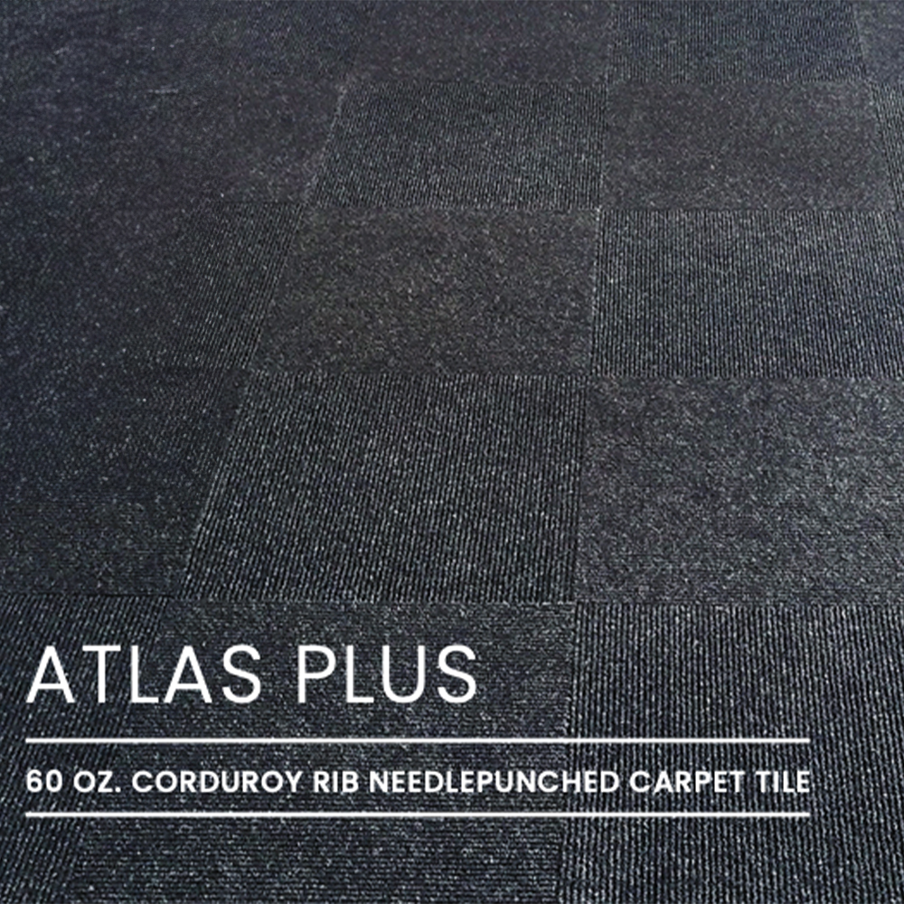 gray atlas commercial carpet tile installed in quarter turn pattern