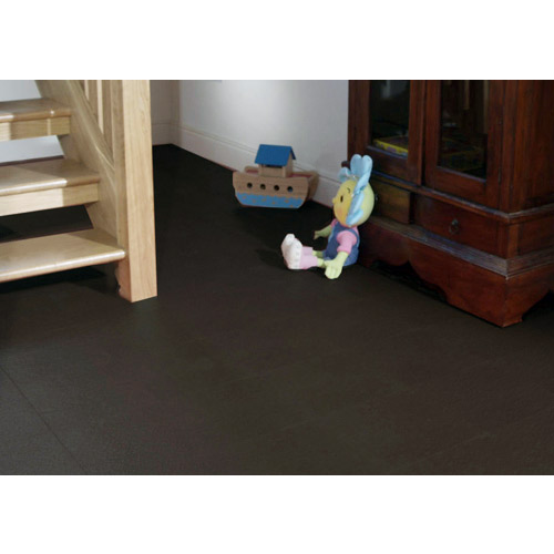 Leather PVC Floor Tile Black or Dark Gray 6 tiles Basement Floor