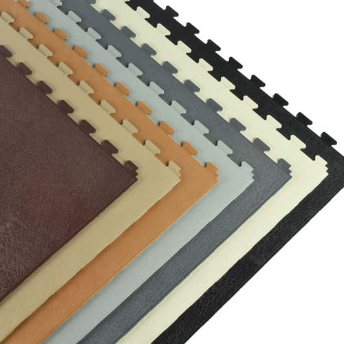 Leather PVC Floor Tile Colors Angled Stack
