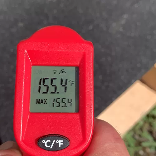 testing temperatures of hot roof top tiles