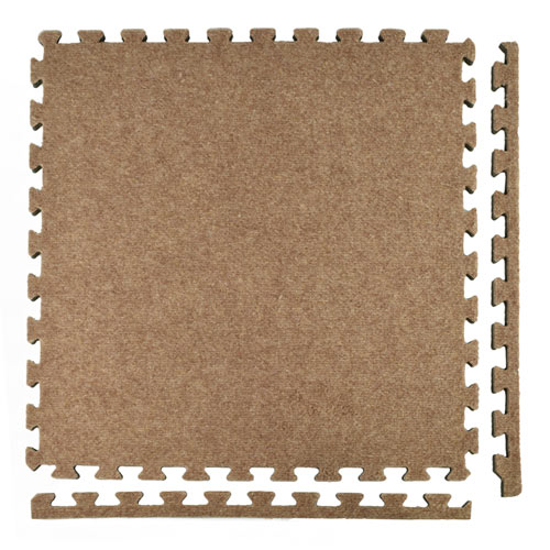 Interlocking Carpet Tiles 10x10 Ft Kit Tan Borders 
