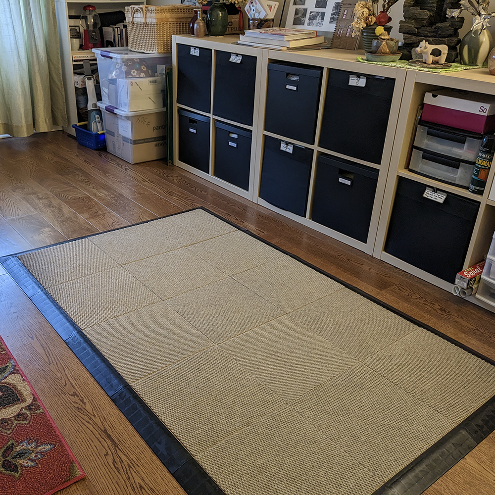 Carpet Tiles Raised Squares in home used for standing mat