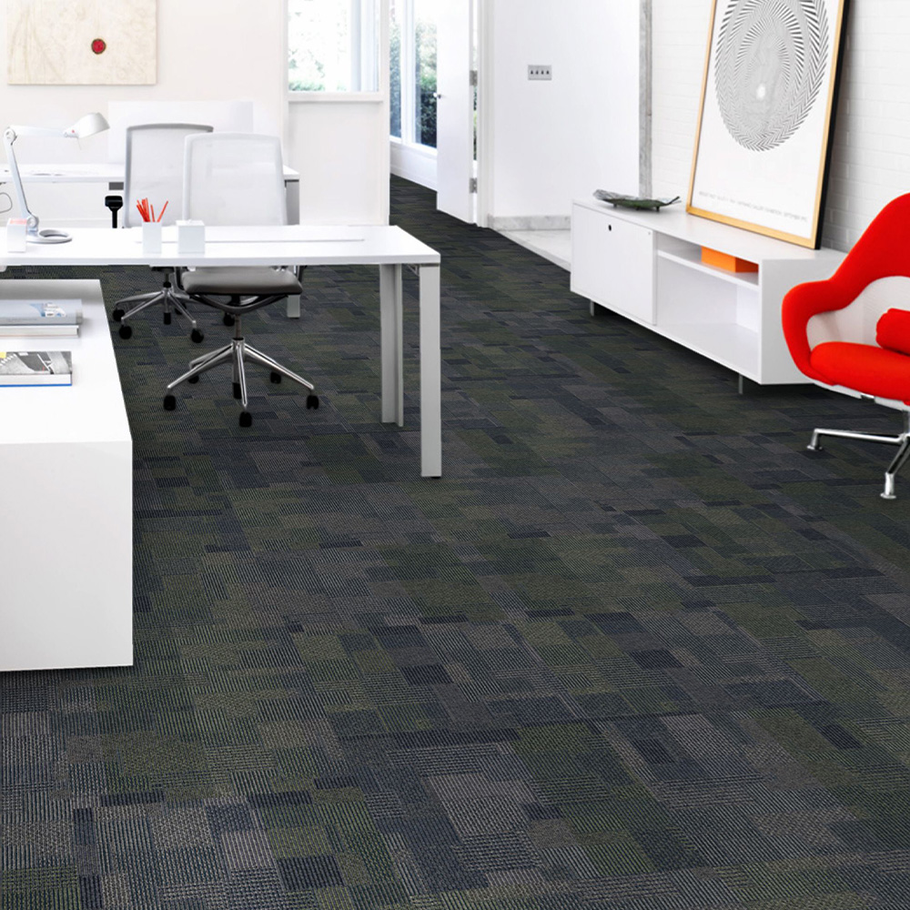 Design Medley II Commercial Carpet Tile 5.9 mm x 24x24 Inches Carton of 18 vertical ashler install Assortment