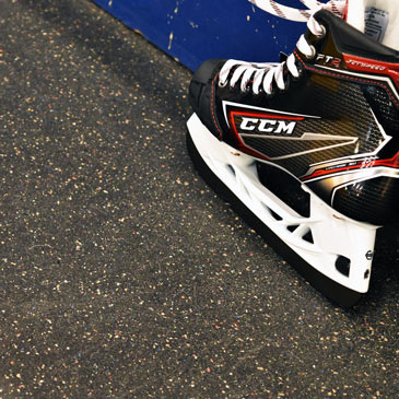 rubber flooring with hockey skates