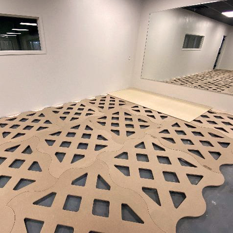 installation of sprung dance flooring panels in dance studio