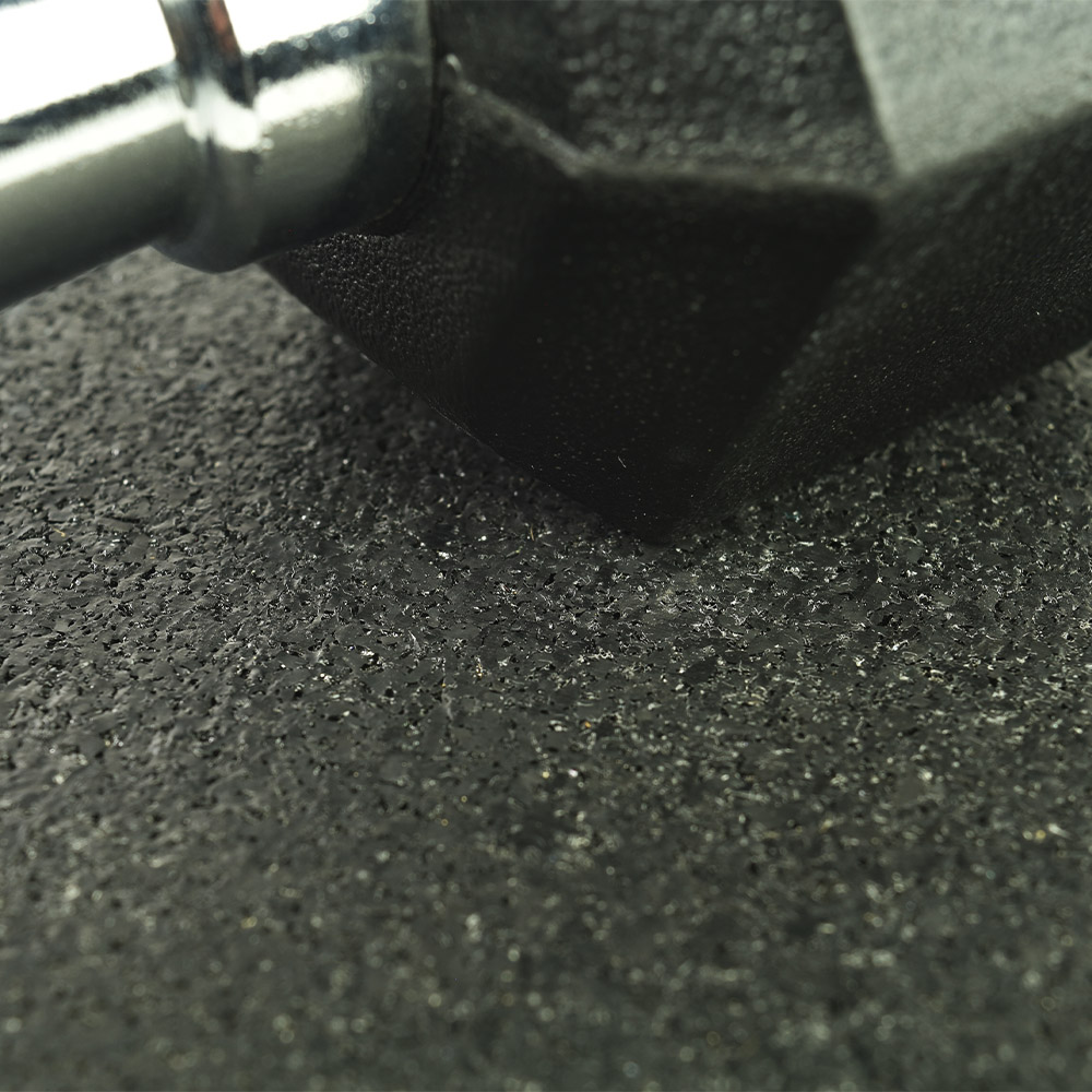 Interlocking Rubber Gym Floor Tile 23x23 Inch x 8 mm Black Eureka with Dumbbell