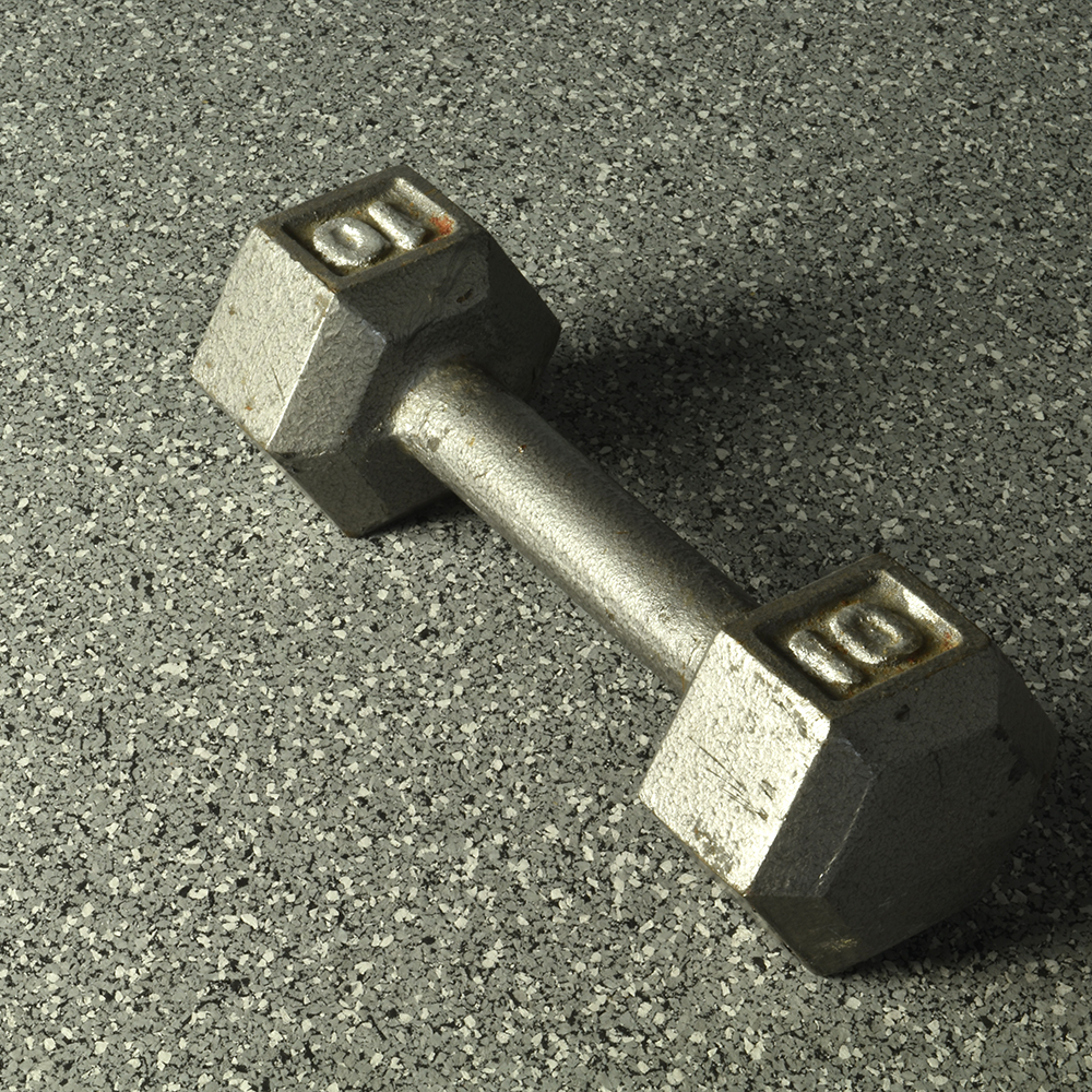 Dumbbell on dBTile rubber gym tile in grey color
