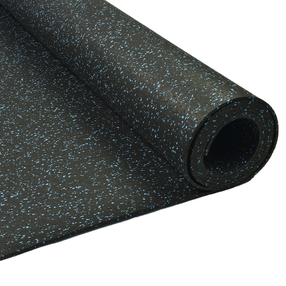 ForceFit Athletic Rolled Rubber 10% Color 8 mm x 4 Ft. Wide Per SF Blue Roll Close Up