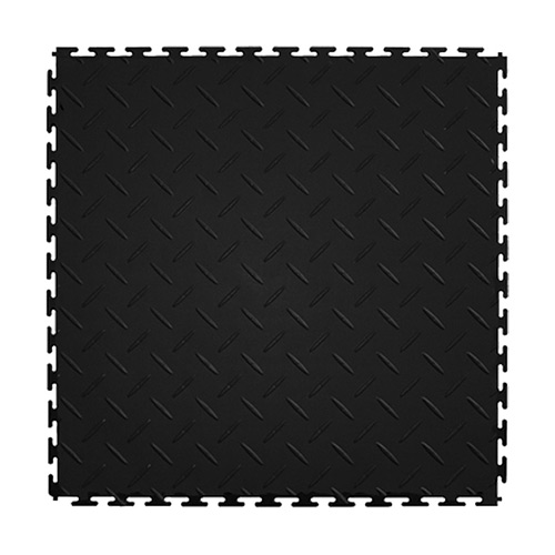 Diamond Top Garage Tile Black or Dark Gray 8 tiles showing black tile.