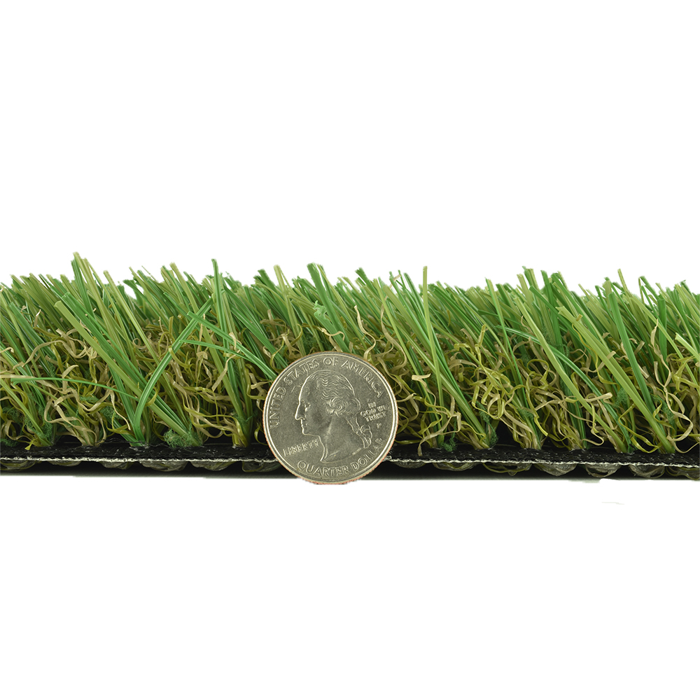 Traffic Blade Silver Artificial Turf thickness comparison with quarter
