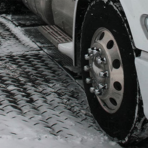 Ground Protection Mats 3x8 Ft Black treds truck in snow