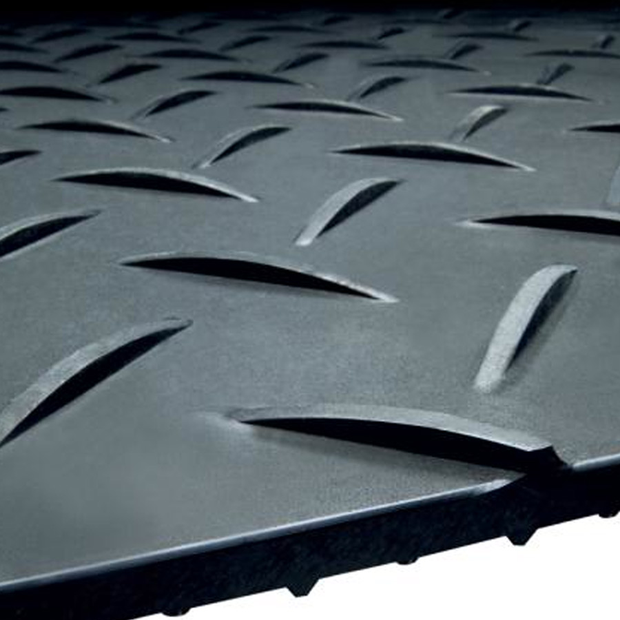 Close up of Mat-Pak Ground Protection All Sizes black