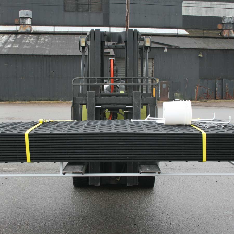 Mat-Pak Ground Protection 3x8 ft Black on forklift