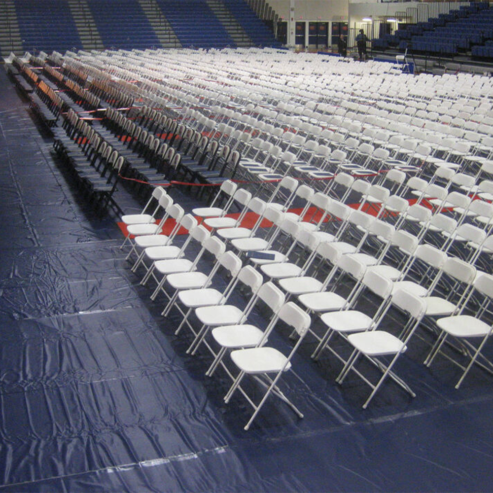 navy blue Gym Floor Covers 32 oz Vinyl at high school graduation