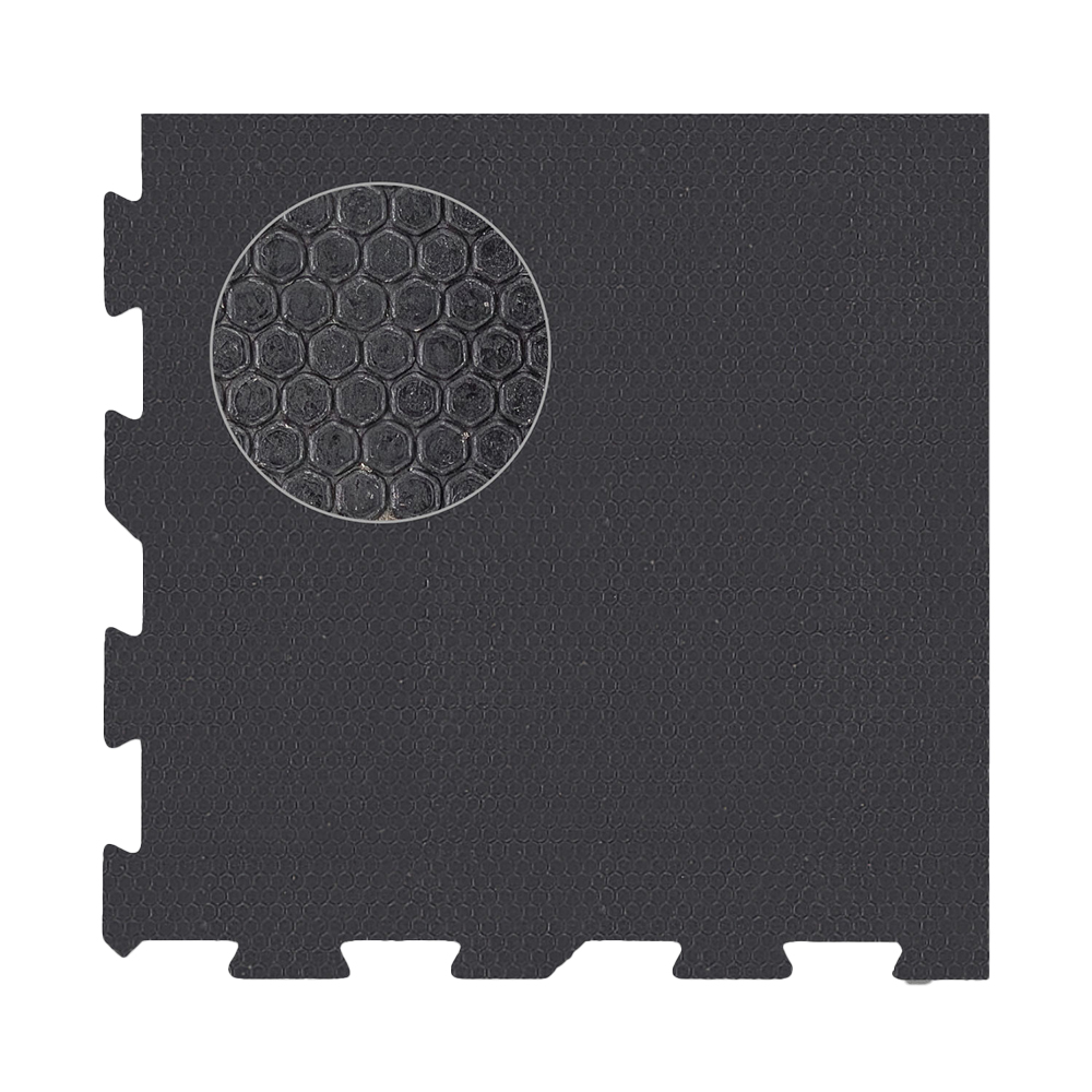2x2 Ft x 3/4 Inch Interlocking Black Sundance Tiles interlock corner tile hexagon surface