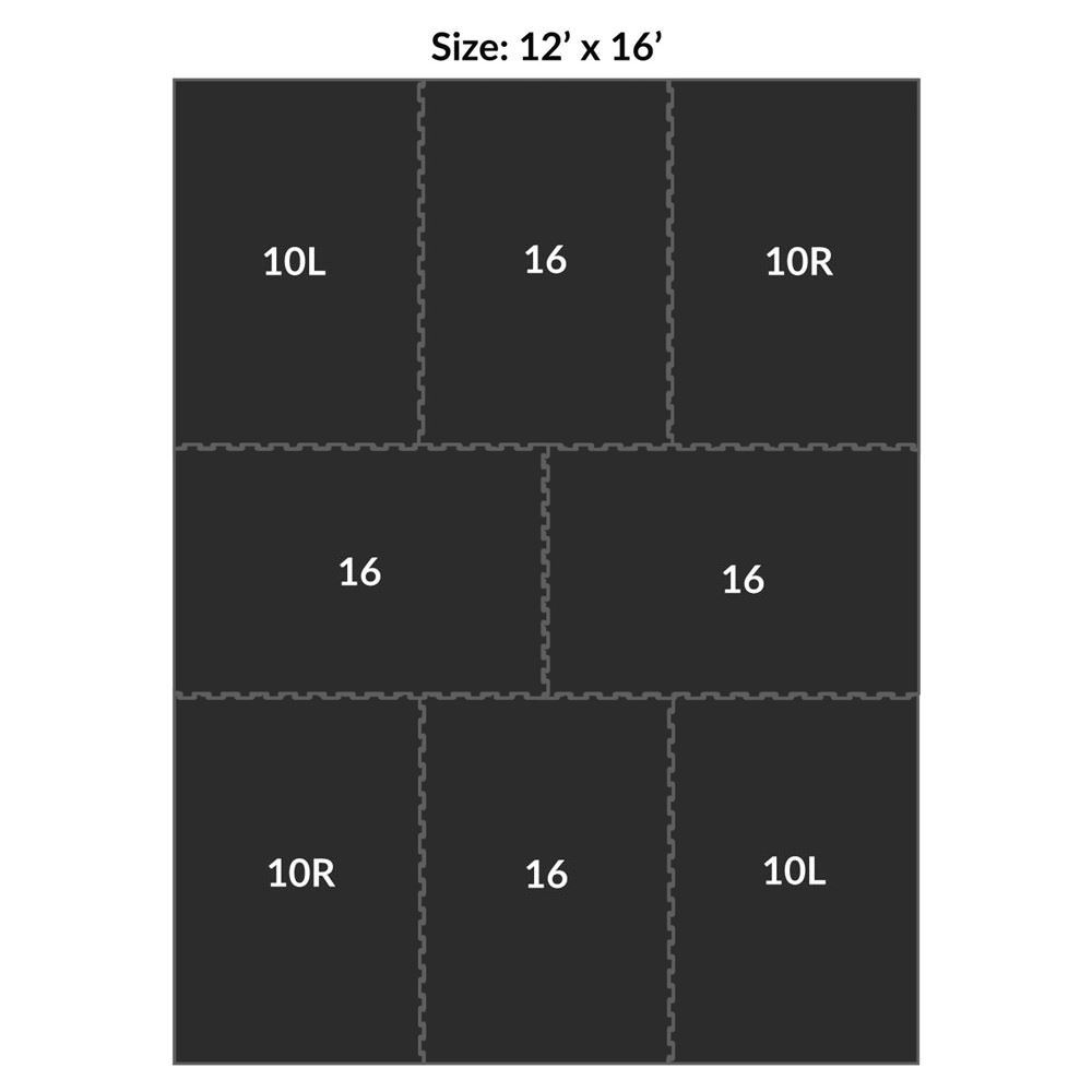 Sundance Horse Stall Mat Kit 12x16 Ft x 3/4 In Black kit diagram