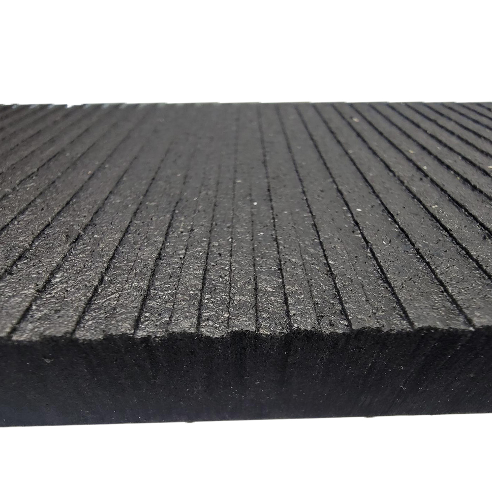 Side and Top view Washbay Ribbed Rubber Mats 1/2 Inch 12x14 Ft Kit