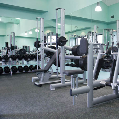 Interlocking Rubber Gym Floor Tiles in use