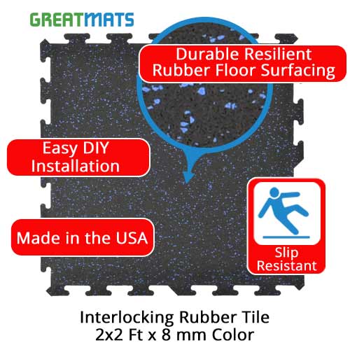 Interlocking Rubber Tile 2x2 Ft x 8 mm Color info graphic