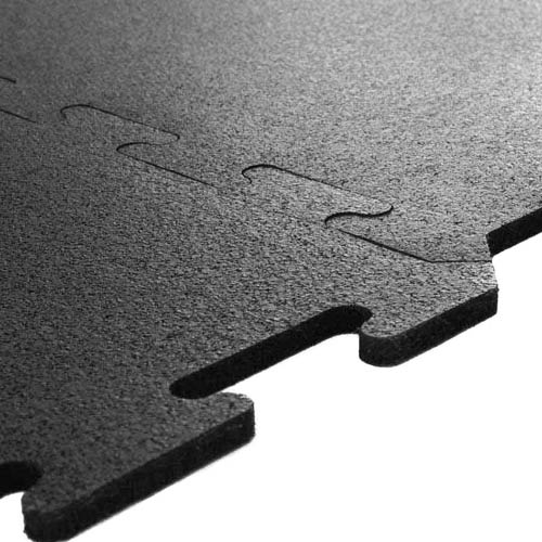 Interlocking Rubber Tile Black 8 mm x 2x2 Ft. interlock close up