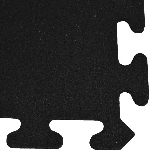 Interlocking Rubber Tile 2x2 Ft x 3/8 Inch Black corner.