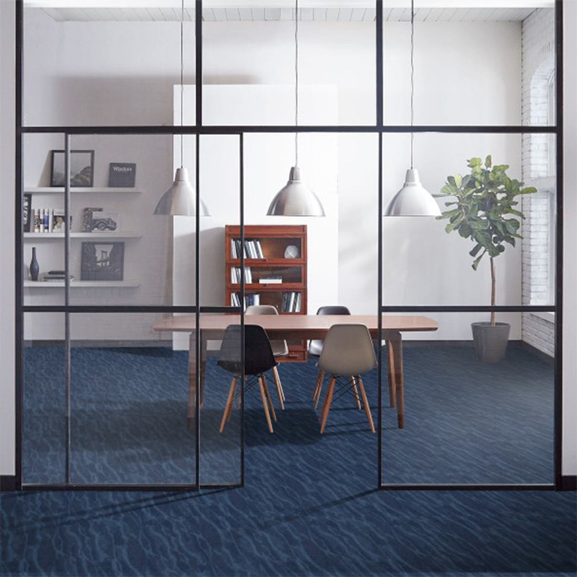 Riverine Commercial Carpet Tile .31 Inch x 50x50 cm per Tile Baltic Blue in Conference room