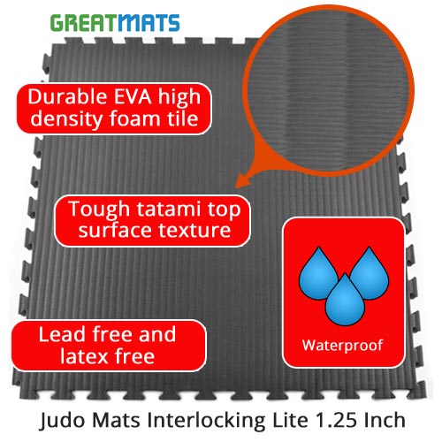 Judo Mats Interlocking Lite 1.25 Inch infographic.