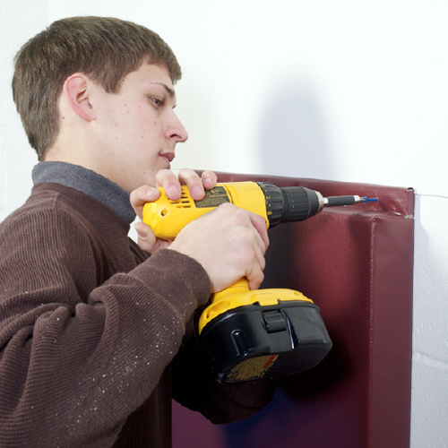 Gym Wall Pads 2x6 Ft Class A Fire Rated attaching wall pads.