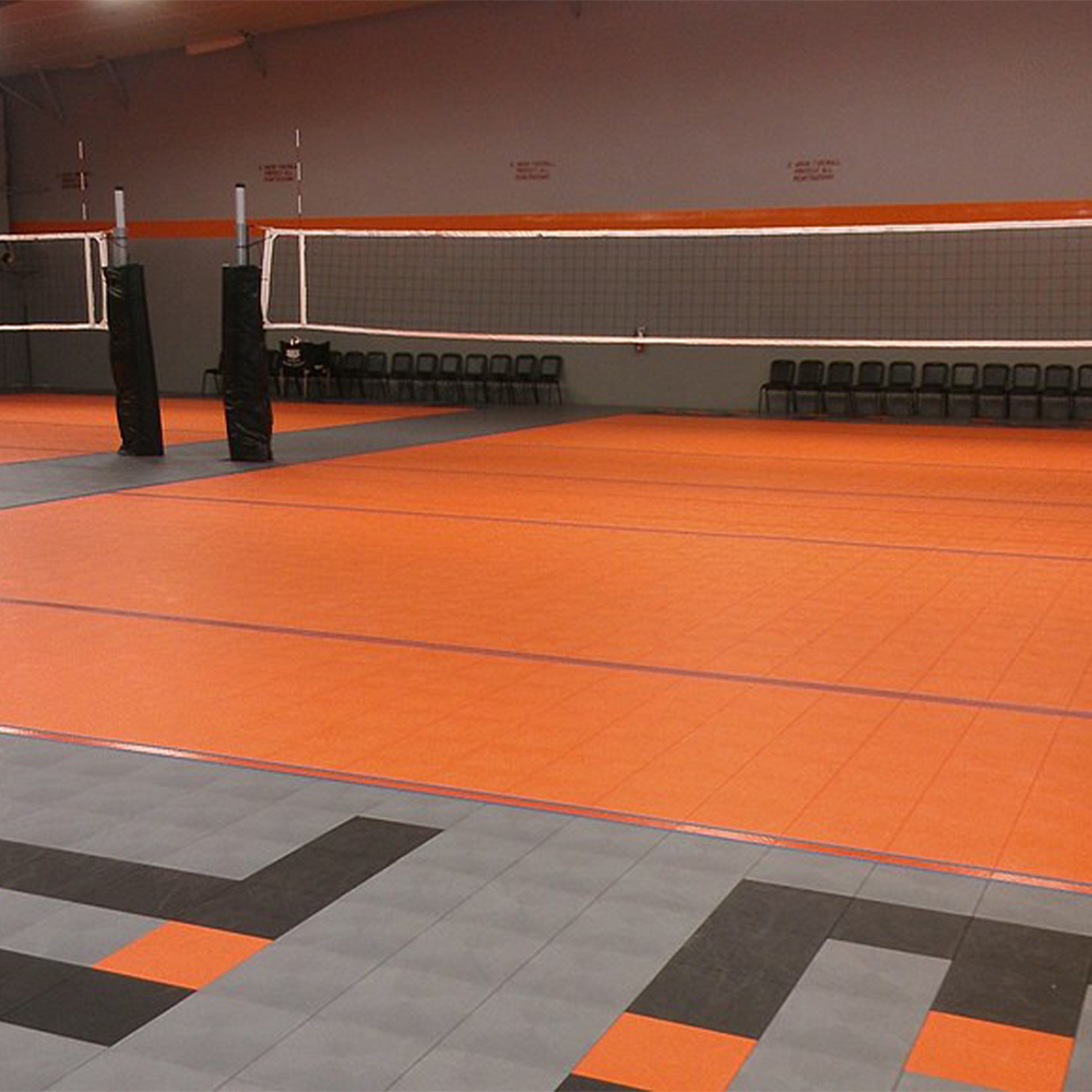Indoor Court Tile Solid Surface 1/2 Inch x 1x1 Ft. orange gray volleyball court