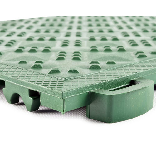 Ergo Matta Solid CushionTred Surface anti fatigue floor tile green corner angle.