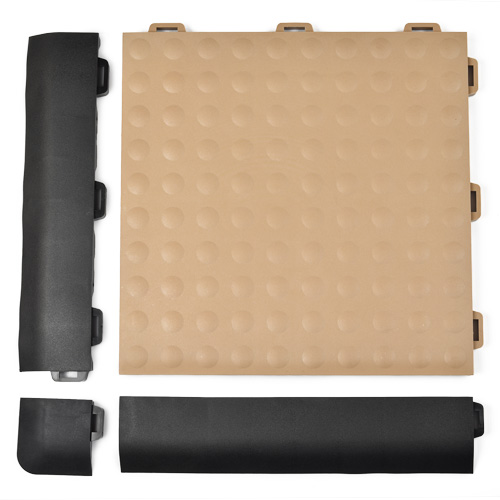 tan staylock bump top tile with corner and border ramps disassembled