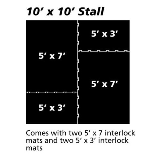 Horse Stall Mat Classic Interlocking 3/4 Inch x 10x10 Ft. Kit Diagram