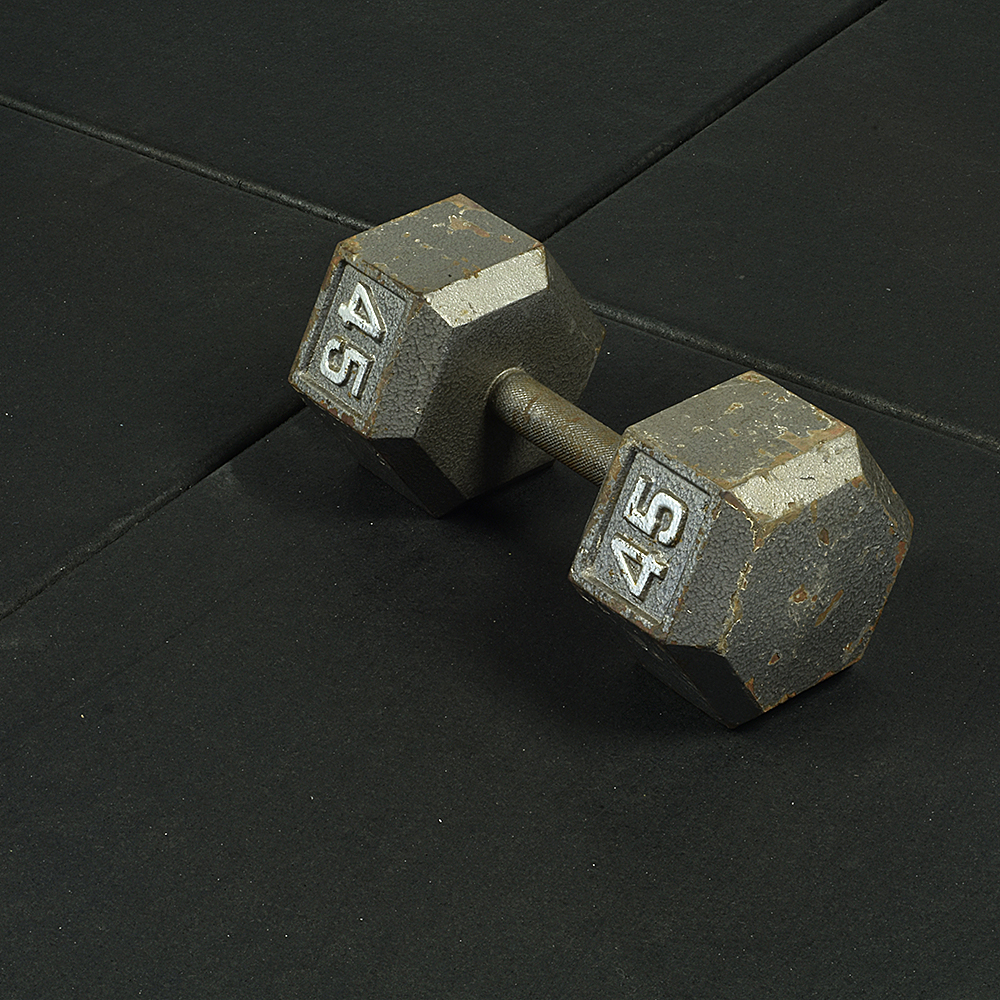UltraTile gym flooring with dumbbell
