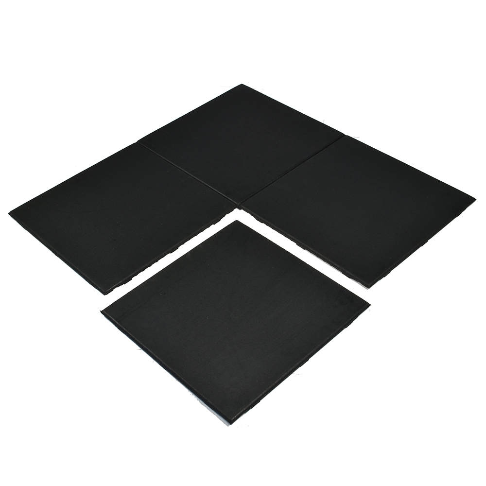 UltraTile Rubber Weight Room Floor Mats Black four tiles