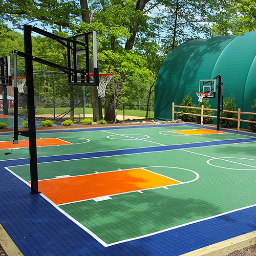 HomeCourt Sport Floor Tiles blue, green, orange basketball court outdoor 