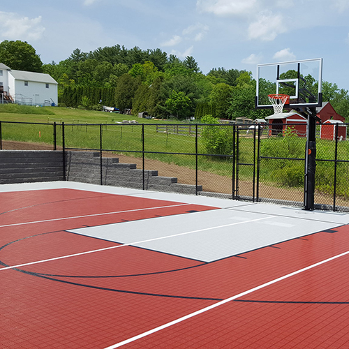 HomeCourt Sport Floor Tiles red and gray basketball court