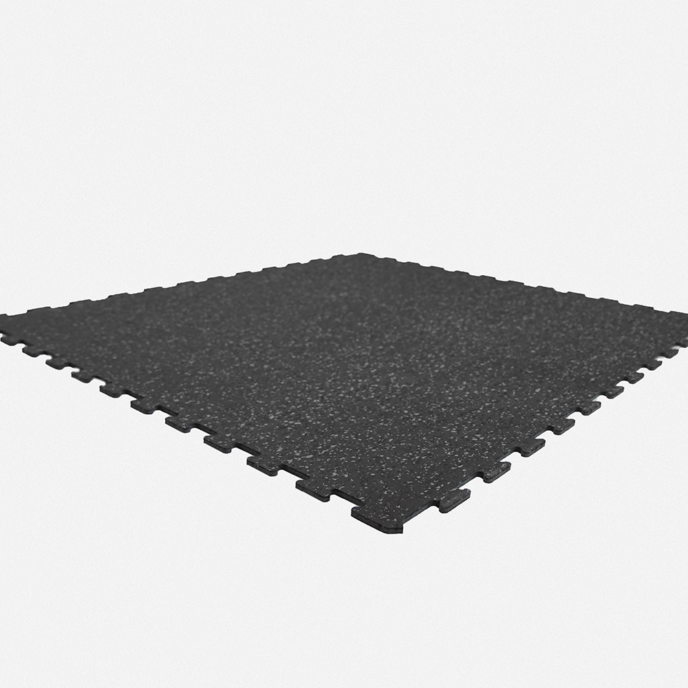 Angle of full tile of PaviGym Extreme SS Gym Rubber Floor Tiles 22 mm x 39.37x39.37 Inches in super black