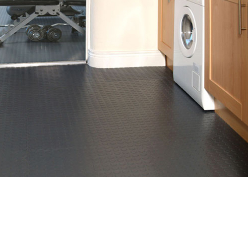 Coin Top Floor Tile Black or Dark Gray 5 mm 8 tiles wash room floor.