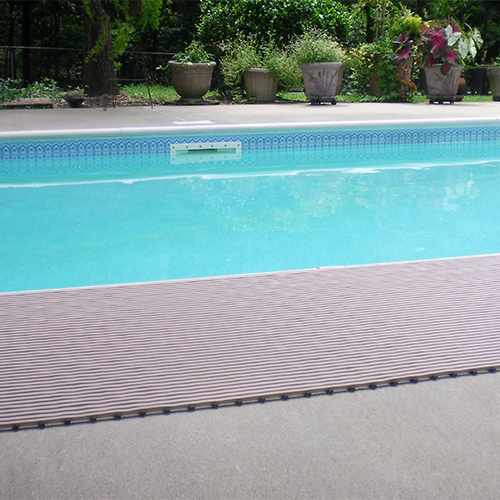 grey Heronrib Wet Area Safety Matting Roll on outdoor pool area