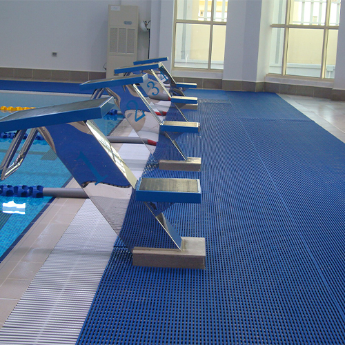 Heronrib Wet Area Safety Matting swimming pool area with blocks