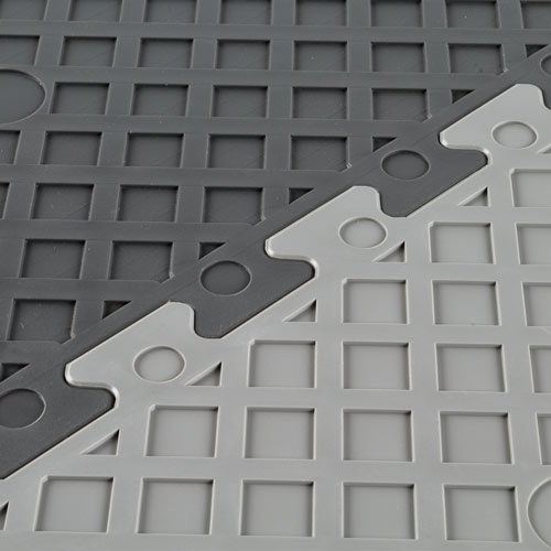 Leather PVC Floor Tile Colors Grays Interlocking